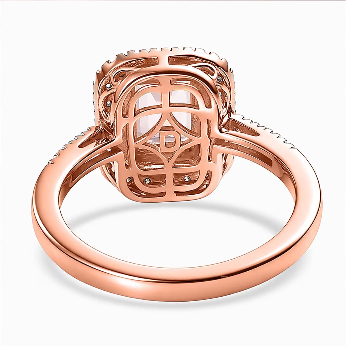 D'Joy Premium Pink Morganite and Moissanite 2.00 ctw Blush Halo Ring in 18K Vermeil Rose Gold Over Sterling Silver (Size 9.0) image number 6