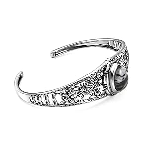 D'Joy Artisan Crafted Premium White Buffalo 8.60 ctw Cuff Bangle Bracelet in Sterling Silver (7.25 In)