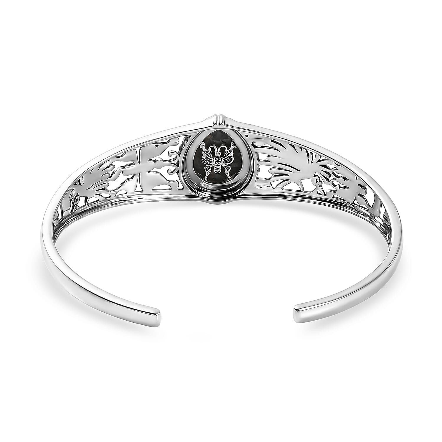 D'Joy Artisan Crafted Premium White Buffalo 9.20 ctw Cuff Bracelet in Sterling Silver (7.25 In)