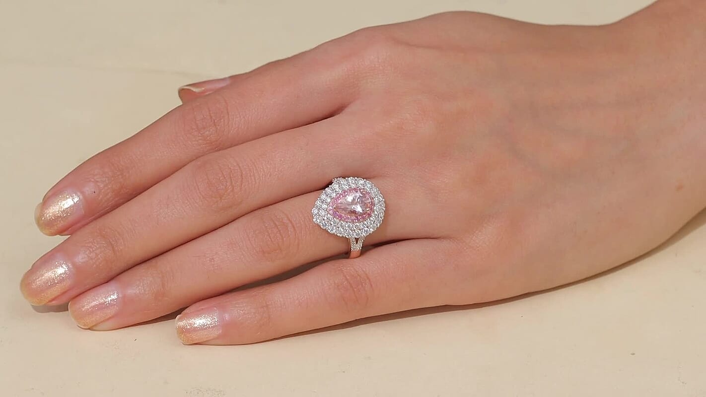 D'Joy Premium Pink Morganite, Multi Gemstone Blush Teardrop Ring in 18K Vermeil RG Over Sterling Silver (Size 10.0) 2.75 ctw