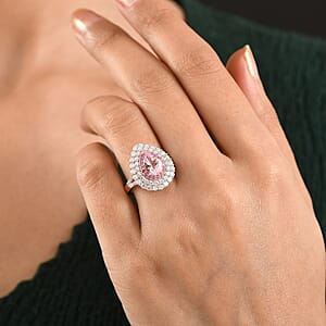 D'Joy Premium Pink Morganite, Multi Gemstone Blush Teardrop Ring in 18K Vermeil RG Over Sterling Silver (Size 10.0) 2.75 ctw