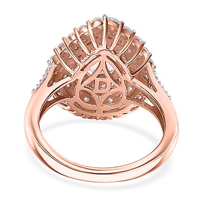 D'Joy Premium Pink Morganite and Multi Gemstone 2.75 ctw Blush Teardrop Ring in 18K Vermeil Rose Gold Over Sterling Silver (Size 6.0)