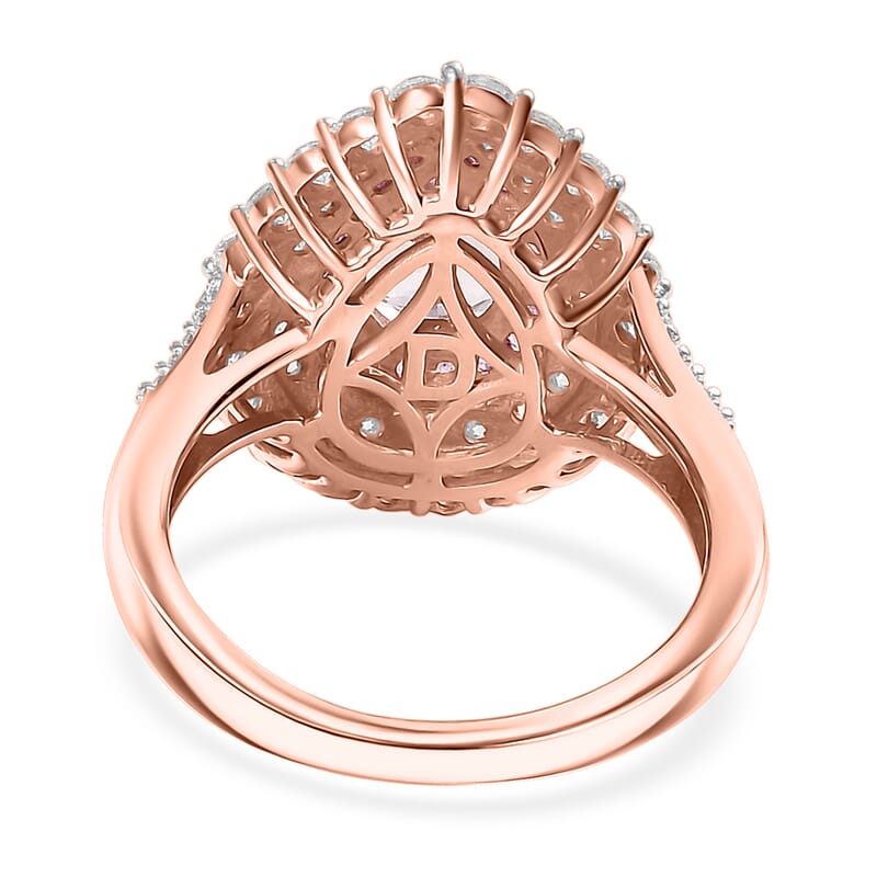 D'Joy Premium Pink Morganite and Multi Gemstone 2.75 ctw Blush Teardrop Ring in 18K Vermeil Rose Gold Over Sterling Silver (Size 6.0)