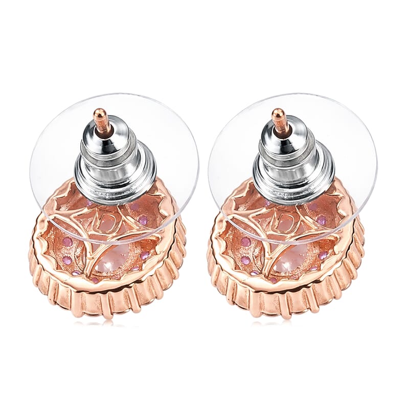D'Joy Premium Pink Morganite and Multi Gemstone 1.65 ctw Blush Teardrop Earrings in 18K Vermeil Rose Gold Over Sterling Silver