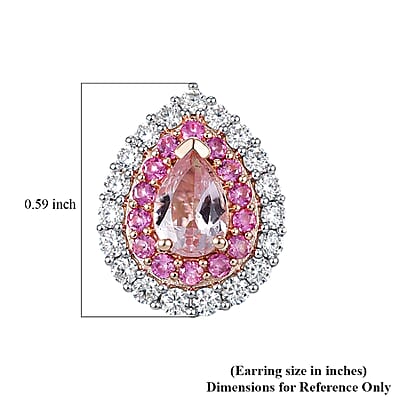 D'Joy Premium Pink Morganite and Multi Gemstone 1.65 ctw Blush Teardrop Earrings in 18K Vermeil Rose Gold Over Sterling Silver