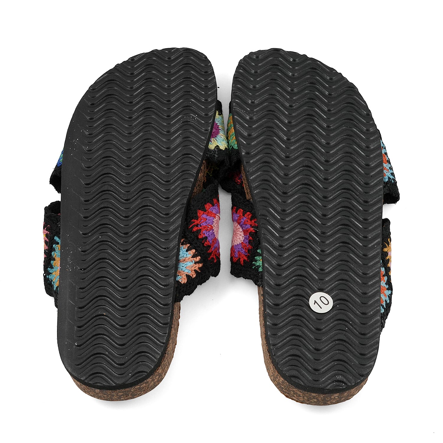 LOVE 83 Black Crisscross Floral Sandals (Size 9)