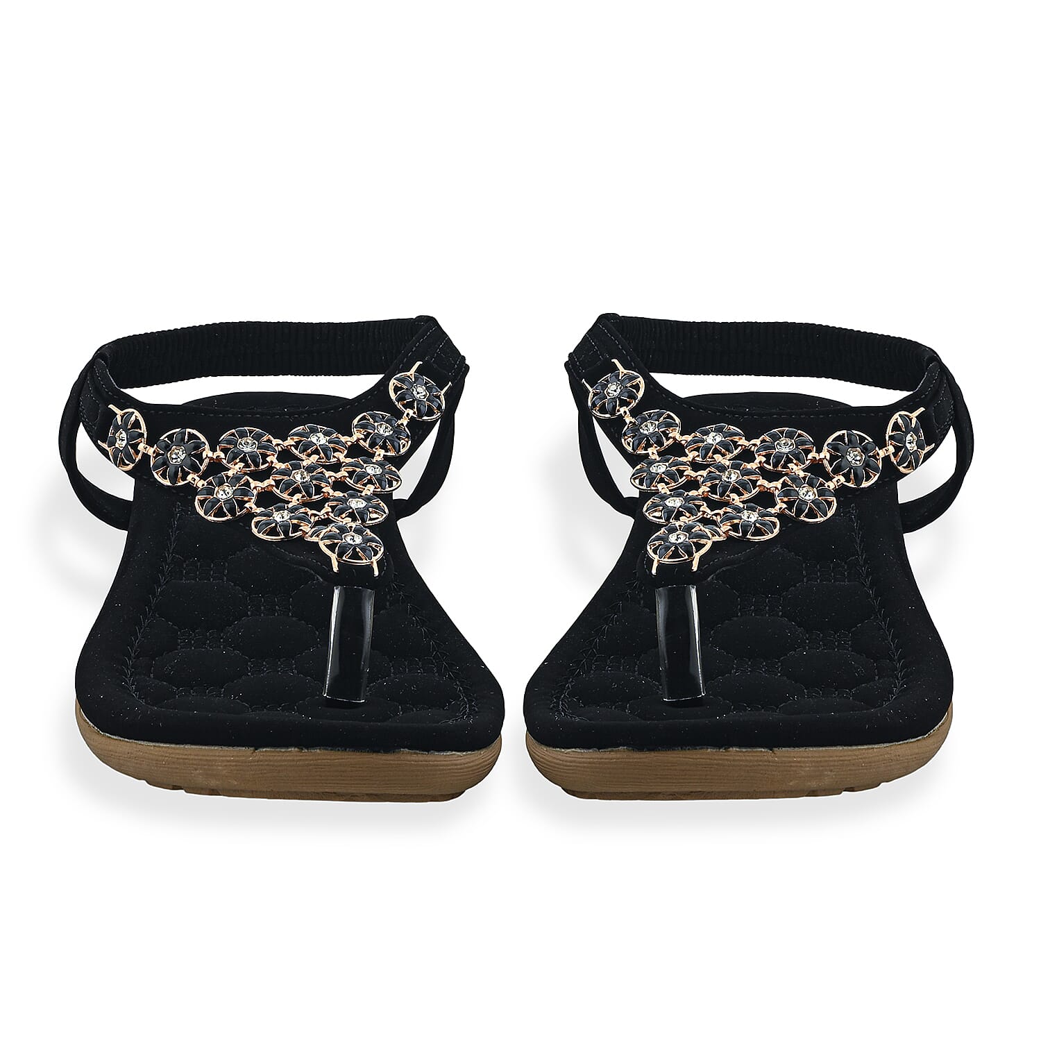 Closeout Ashley Blue Black Embroidered Sandals -6