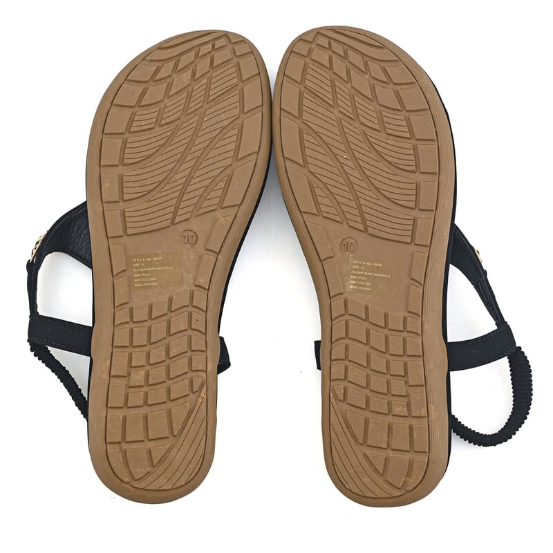 Closeout Ashley Blue Black Embroidered Sandals -6