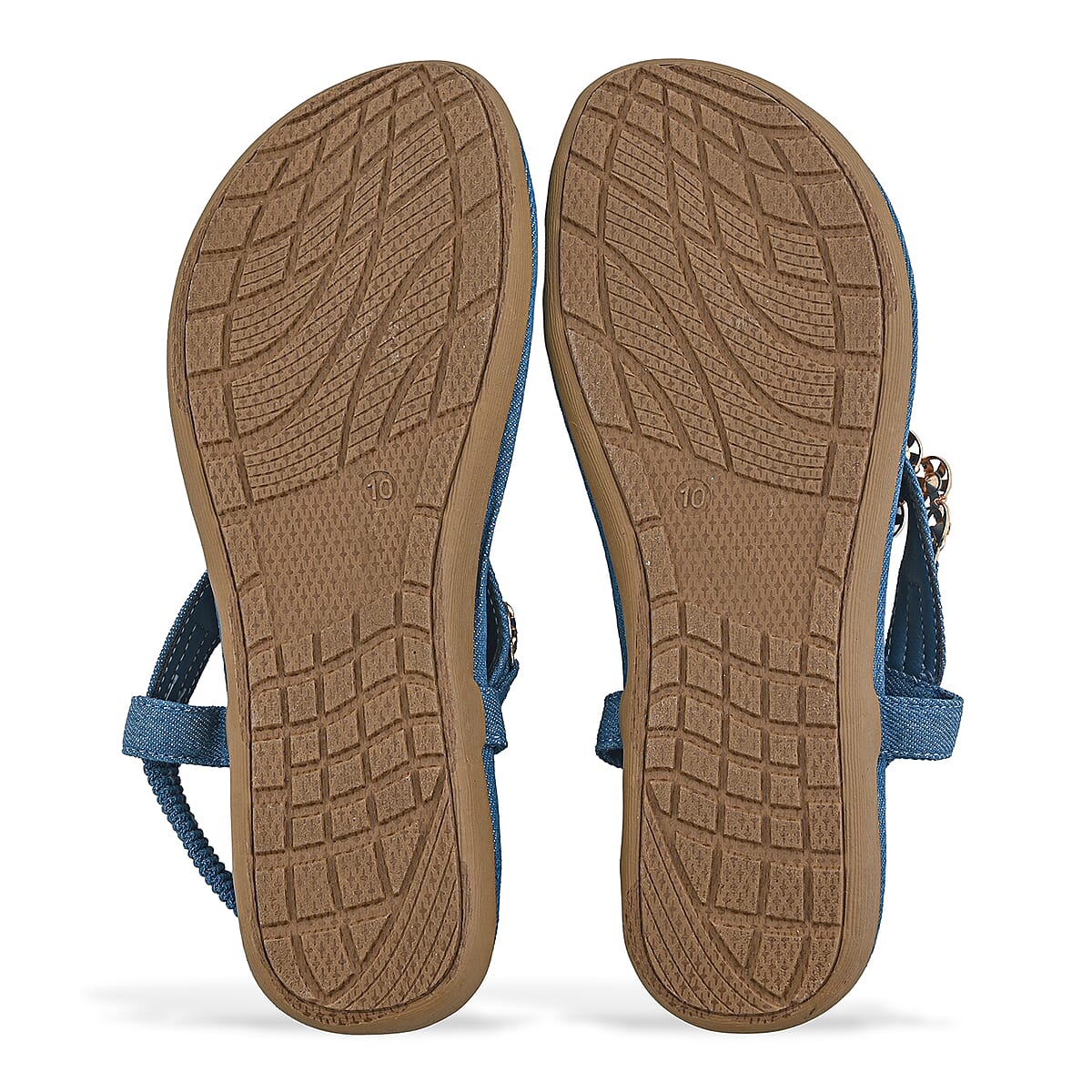 Closeout Ashley Blue Denim Embroidered Sandals -10 image number 6