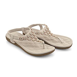 Closeout Ashley Blue Ivory Embroidered Sandals -6