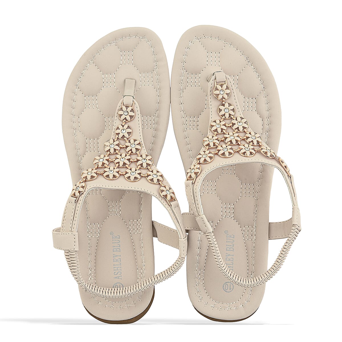 Closeout Ashley Blue Ivory Embroidered Sandals -8 image number 5