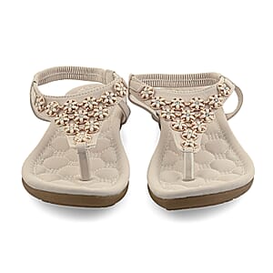 Closeout Ashley Blue Ivory Embroidered Sandals -11