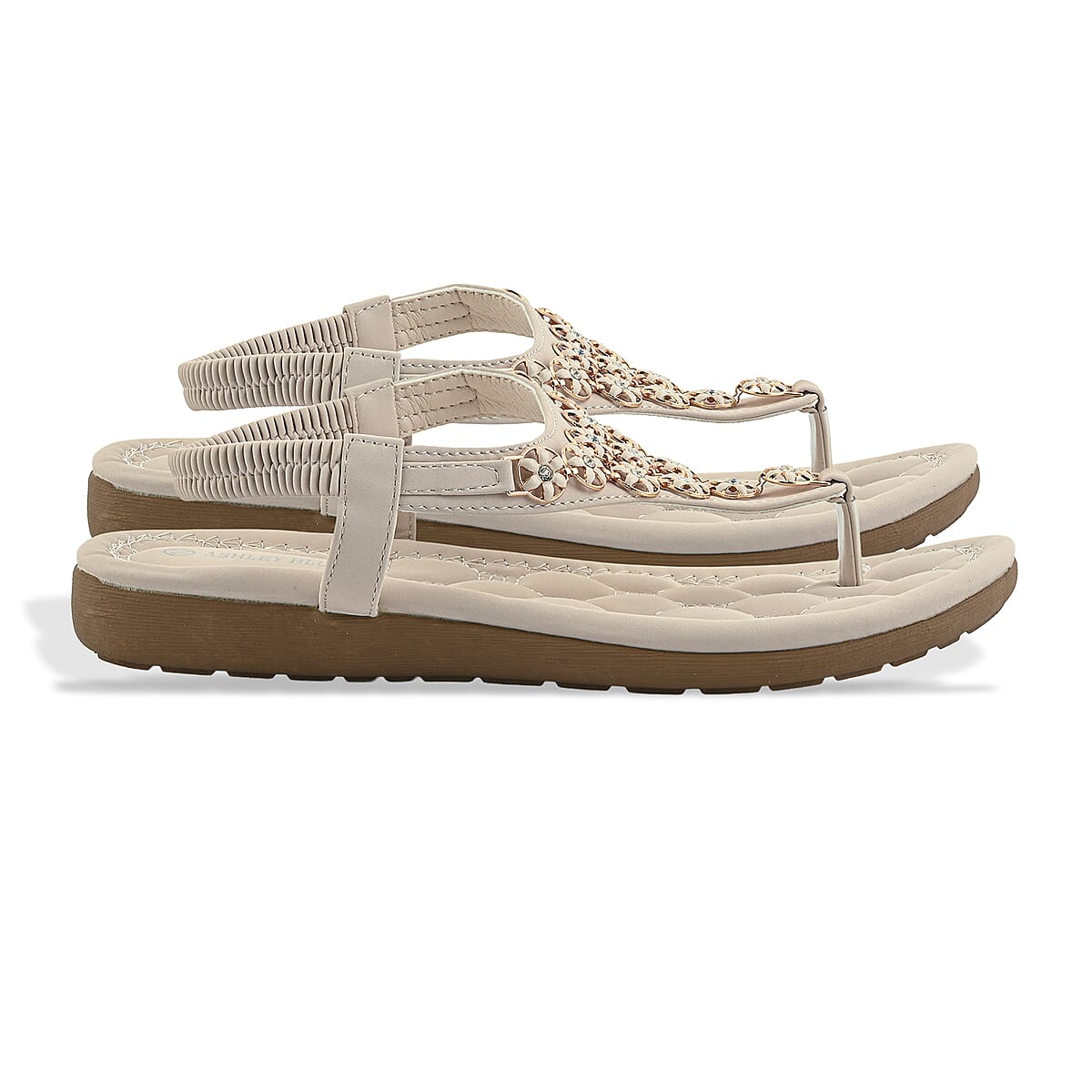 Closeout Ashley Blue Ivory Embroidered Sandals -11 image number 4