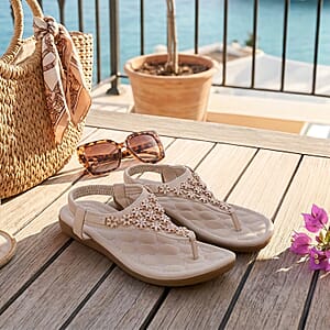 Closeout Ashley Blue Ivory Embroidered Sandals -10