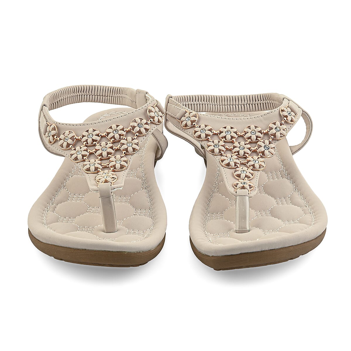 Closeout Ashley Blue Ivory Embroidered Sandals -10 image number 3
