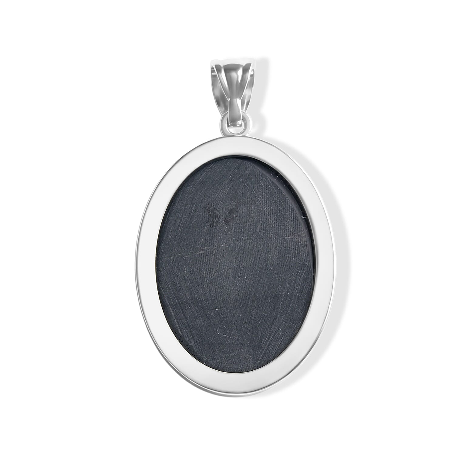 Scenic Jasper and Blackstone 48.00 ctw Pendant without Chain in Silvertone