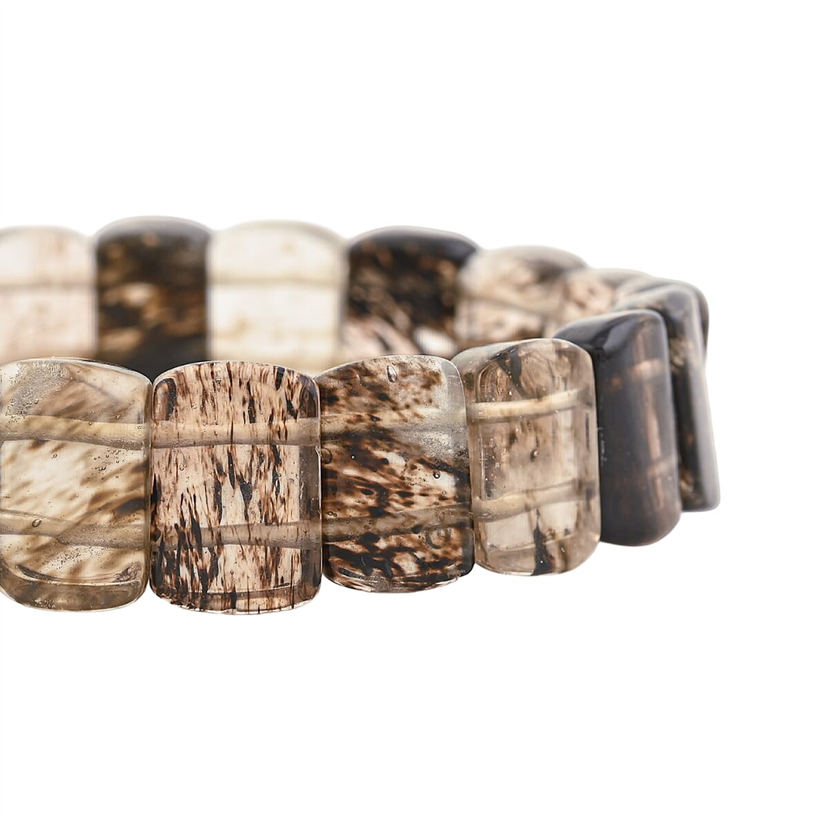 Moss Quartz 96.95 ctw Stretch Bracelet (6.00 In) image number 3