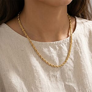 4mm Laser Rope Chain Necklace in 10K Yellow Gold 6.5 Grams 22 Inches