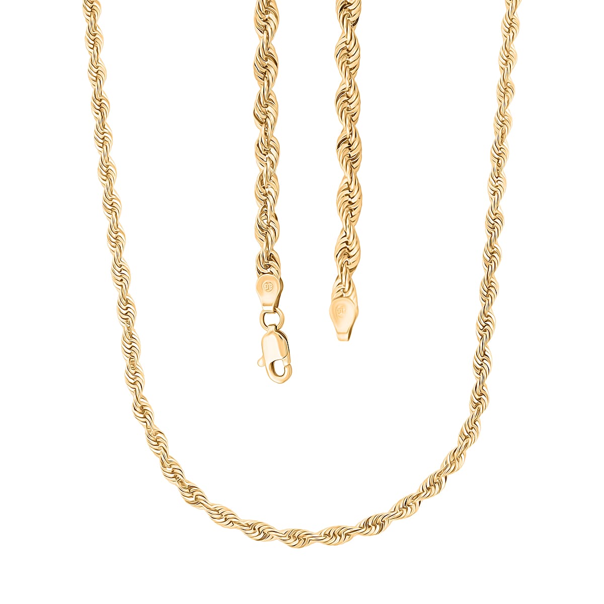 4mm Laser Rope Chain Necklace in 10K Yellow Gold 6.5 Grams 22 Inches image number 4
