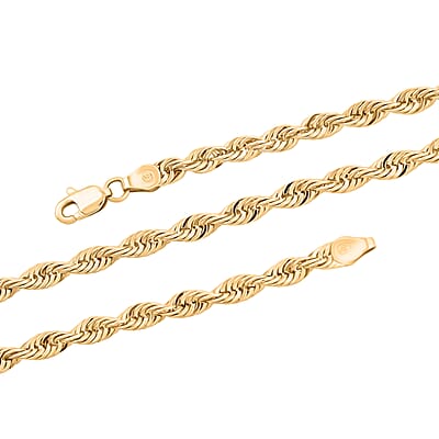4mm Laser Rope Chain Necklace in 10K Yellow Gold 6.5 Grams 22 Inches