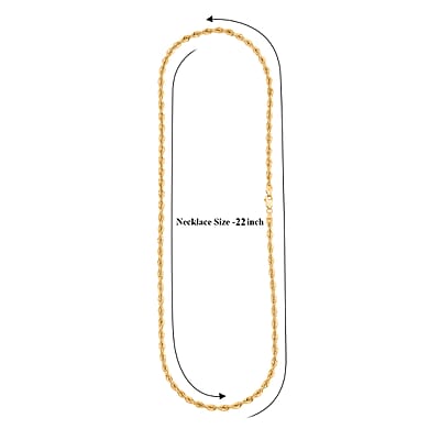 4mm Laser Rope Chain Necklace in 10K Yellow Gold 6.5 Grams 22 Inches
