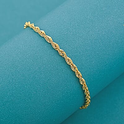 2.5mm Rope Chain Bracelet in 10K Yellow Gold (7.00 In) 1.5 Grams