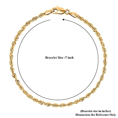 2.5mm Rope Chain Bracelet in 10K Yellow Gold (7.00 In) 1.5 Grams