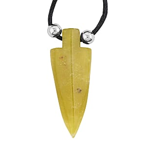 Arrowhead Jade and Lava Stone 36.00 ctw Adjustable Black Cord Necklace (14 Inches)