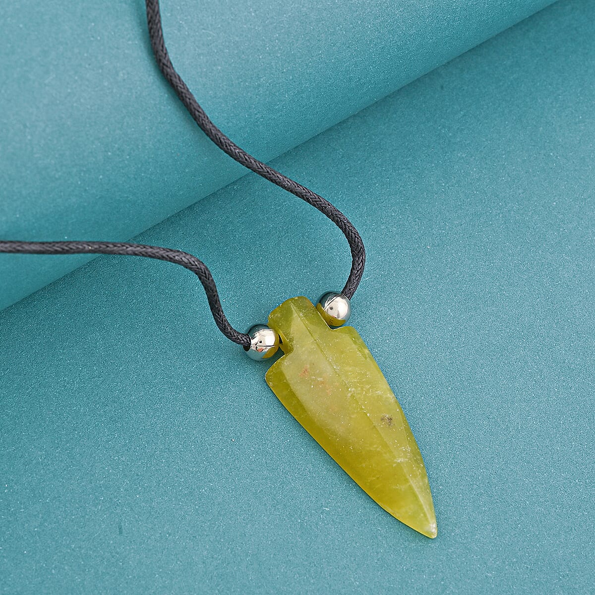 Arrowhead Jade and Lava Stone 36.00 ctw Adjustable Black Cord Necklace (14 Inches) image number 1