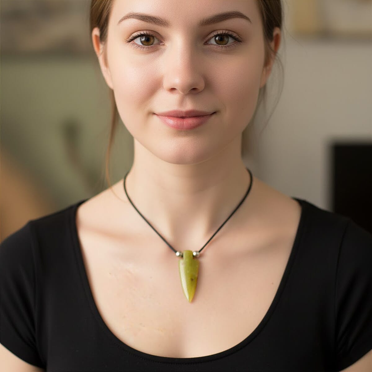 Arrowhead Jade and Lava Stone 36.00 ctw Adjustable Black Cord Necklace (14 Inches) image number 2