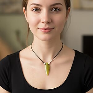 Arrowhead Jade and Lava Stone 36.00 ctw Adjustable Black Cord Necklace (14 Inches)