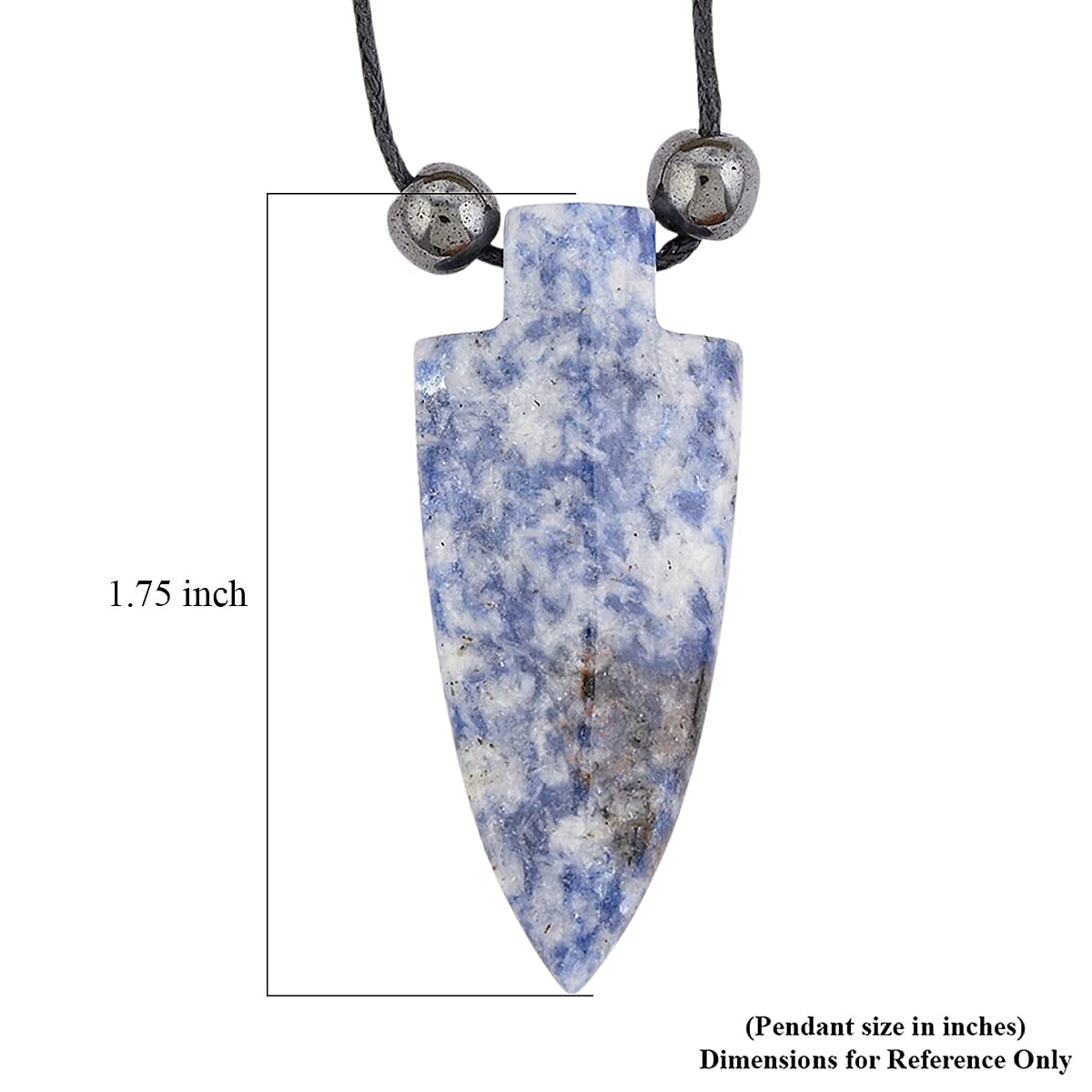 Sodalite and Lava 42.00 ctw Arrowhead Necklace with Black Cord (14 Inches) image number 5