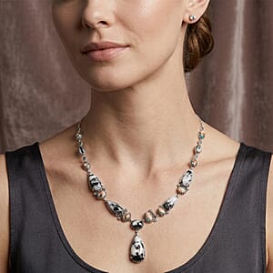 D'Joy Artisan Crafted Premium White Buffalo and Spiny Oyster 46.80 ctw Neckalce in Sterling Silver 18-20 Inches 
