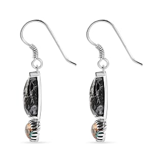 D'Joy Artisan Crafted White Buffalo and Spiny Oyster 10.30 ctw Dangling Earrings in Sterling Silver