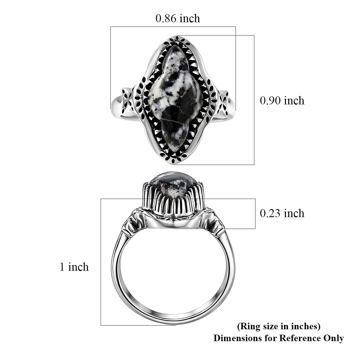 D'Joy Artisan Crafted Premium White Buffalo 4.60 ctw Ring in Sterling Silver (Size 10.0) image number 5