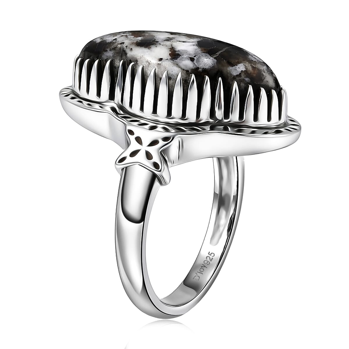 D'Joy Artisan Crafted Premium White Buffalo 4.60 ctw Ring in Sterling Silver (Size 6.0)