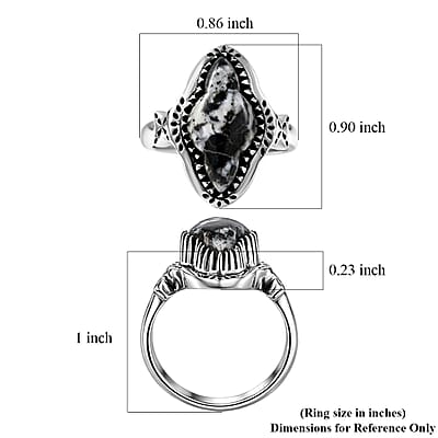 D'Joy Artisan Crafted Premium White Buffalo 4.60 ctw Ring in Sterling Silver (Size 6.0)
