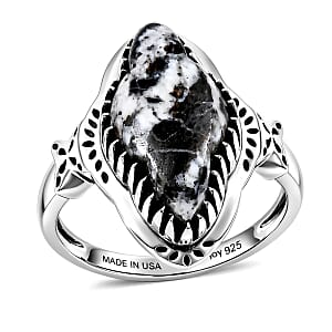 D'Joy Artisan Crafted Premium White Buffalo 6.40 ctw Ring in Sterling Silver (Size 7.0)