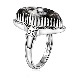 D'Joy Artisan Crafted Premium White Buffalo 6.40 ctw Ring in Sterling Silver (Size 7.0)