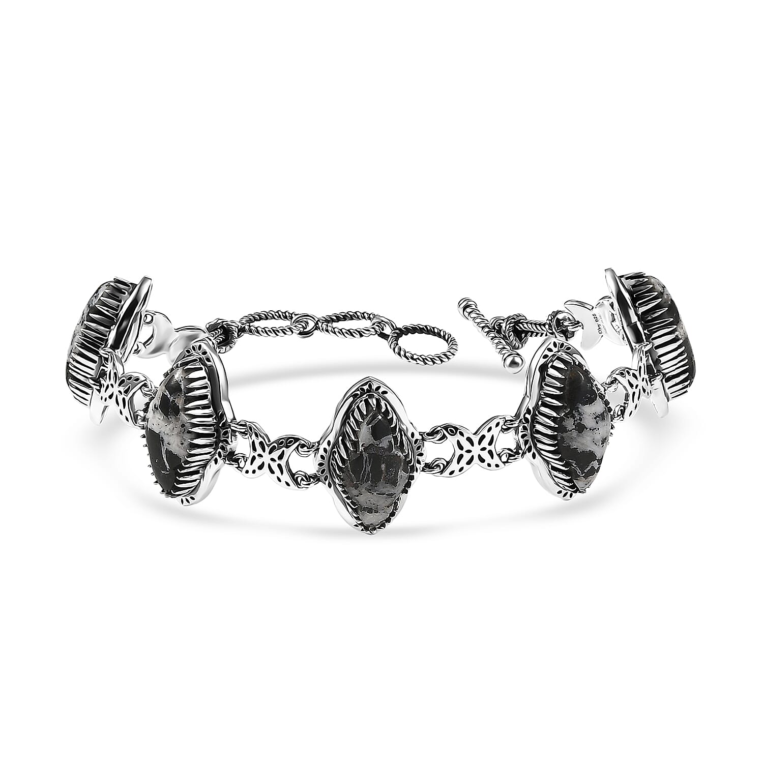 D'Joy Artisan Crafted Premium White Buffalo 23.60 ctw Bracelet in Sterling Silver (6.50-8.0In)