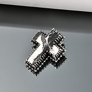 D'Joy Artisan Crafted White Buffalo  Cross Pendant Sterling Silver ,  Silver Wt. 5 g 6.20 ctw