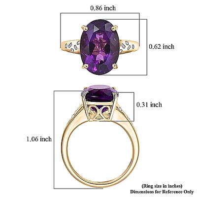 Luxoro Premium Lusaka Amethyst and Diamond I2 5.70 ctw Ring in 10K Yellow Gold (Size 11.0)