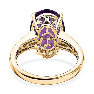 Luxoro Premium Lusaka Amethyst and Diamond I2 5.70 ctw Ring in 10K Yellow Gold (Size 11.0)