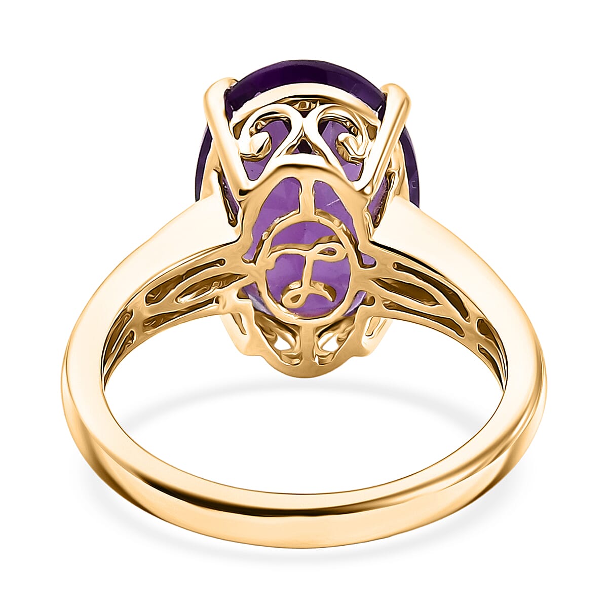 Luxoro Premium Lusaka Amethyst and Diamond I2 5.70 ctw Ring in 10K Yellow Gold (Size 6.0) image number 4