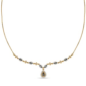 D'Joy Premium Green and Yellow Sapphire, Moissanite 1.75 ctw Forest Grace Necklace in 18K Vermeil Yellow Gold Over Sterling Silver 18-20 Inches 