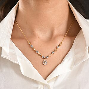 D'Joy Premium Green and Yellow Sapphire, Moissanite 1.75 ctw Forest Grace Necklace in 18K Vermeil Yellow Gold Over Sterling Silver 18-20 Inches 