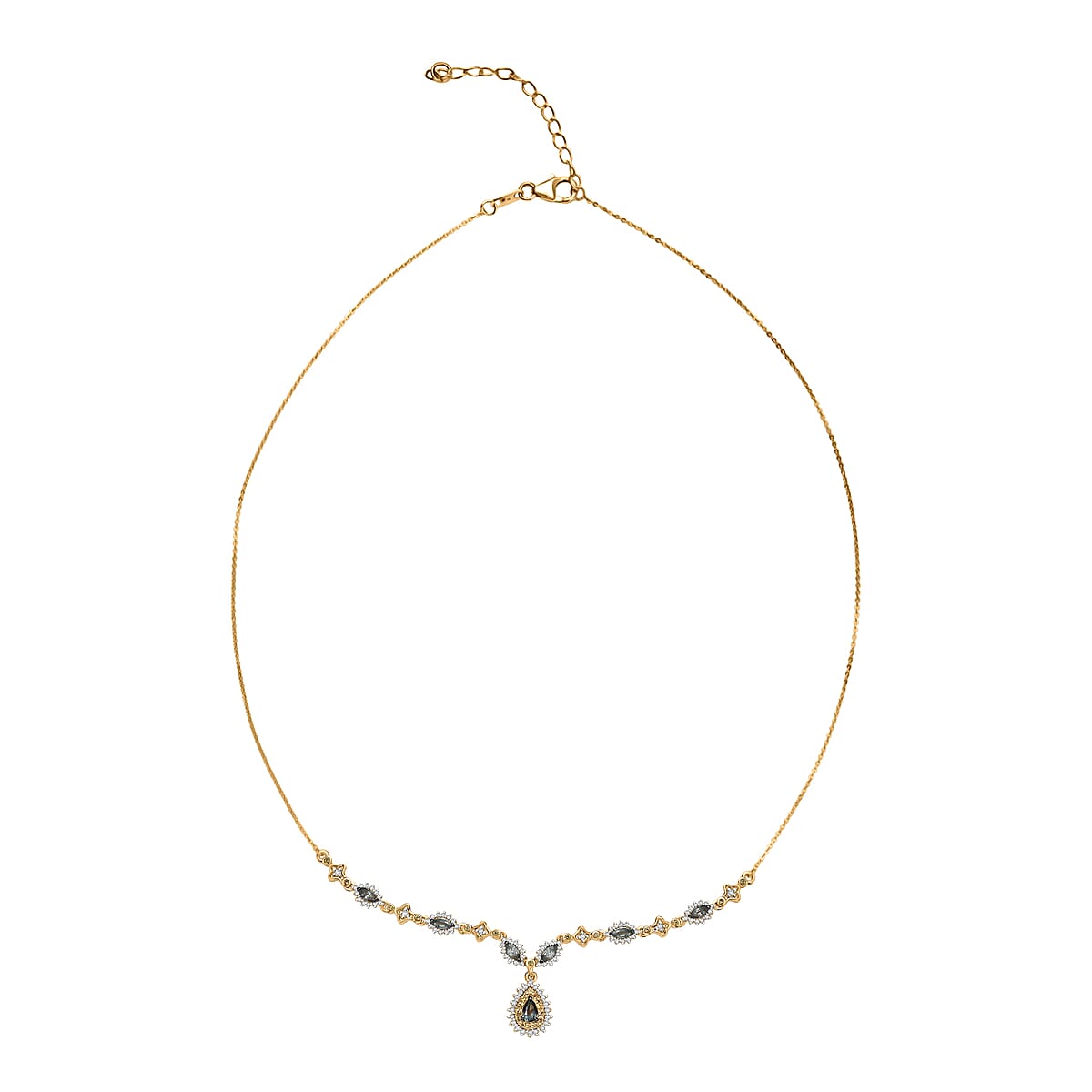 D'Joy Premium Green and Yellow Sapphire, Moissanite 1.75 ctw Forest Grace Necklace in 18K Vermeil Yellow Gold Over Sterling Silver 18-20 Inches  image number 3