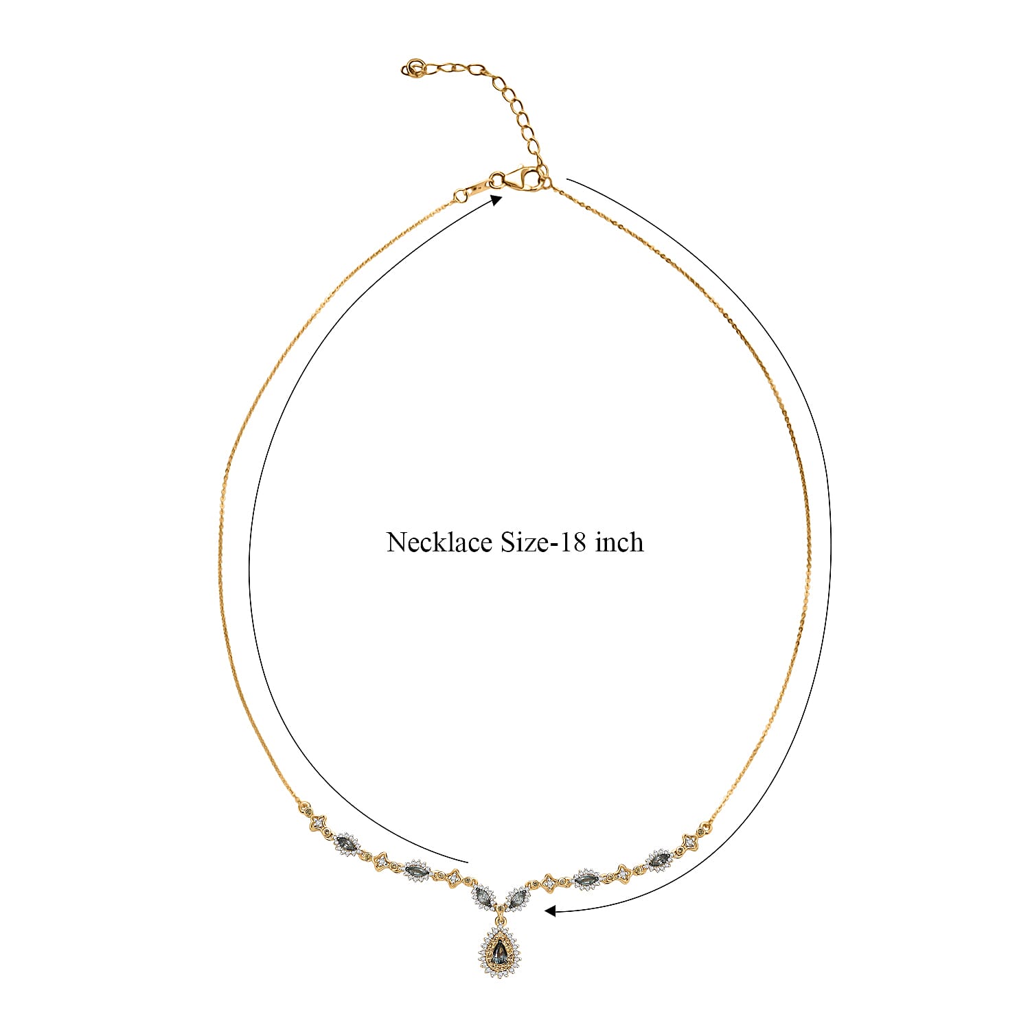 D'Joy Premium Milanoa Green and Yellow Sapphire, Moissanite 1.75 ctw Forest Grace Necklace in 18K Vermeil Yellow Gold Over Sterling Silver 18-20 Inches
