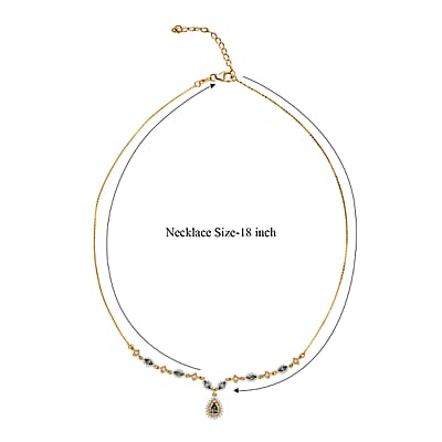 D'Joy Premium Milanoa Green and Yellow Sapphire, Moissanite 1.75 ctw Forest Grace Necklace in 18K Vermeil Yellow Gold Over Sterling Silver 18-20 Inches