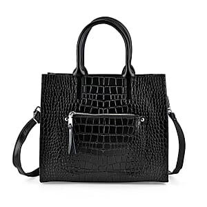La Marey Black Genuine Leather Crossbody Bag